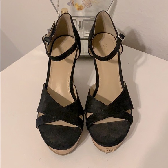 Black Cork Wedge Sandals - Picture 4 of 4